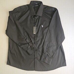 U.S. Polo Assn. Slim Fit Dress Shirt Black XXL 18-18.5 34/35 Button Down NWT
